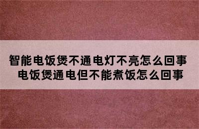 智能电饭煲不通电灯不亮怎么回事 电饭煲通电但不能煮饭怎么回事